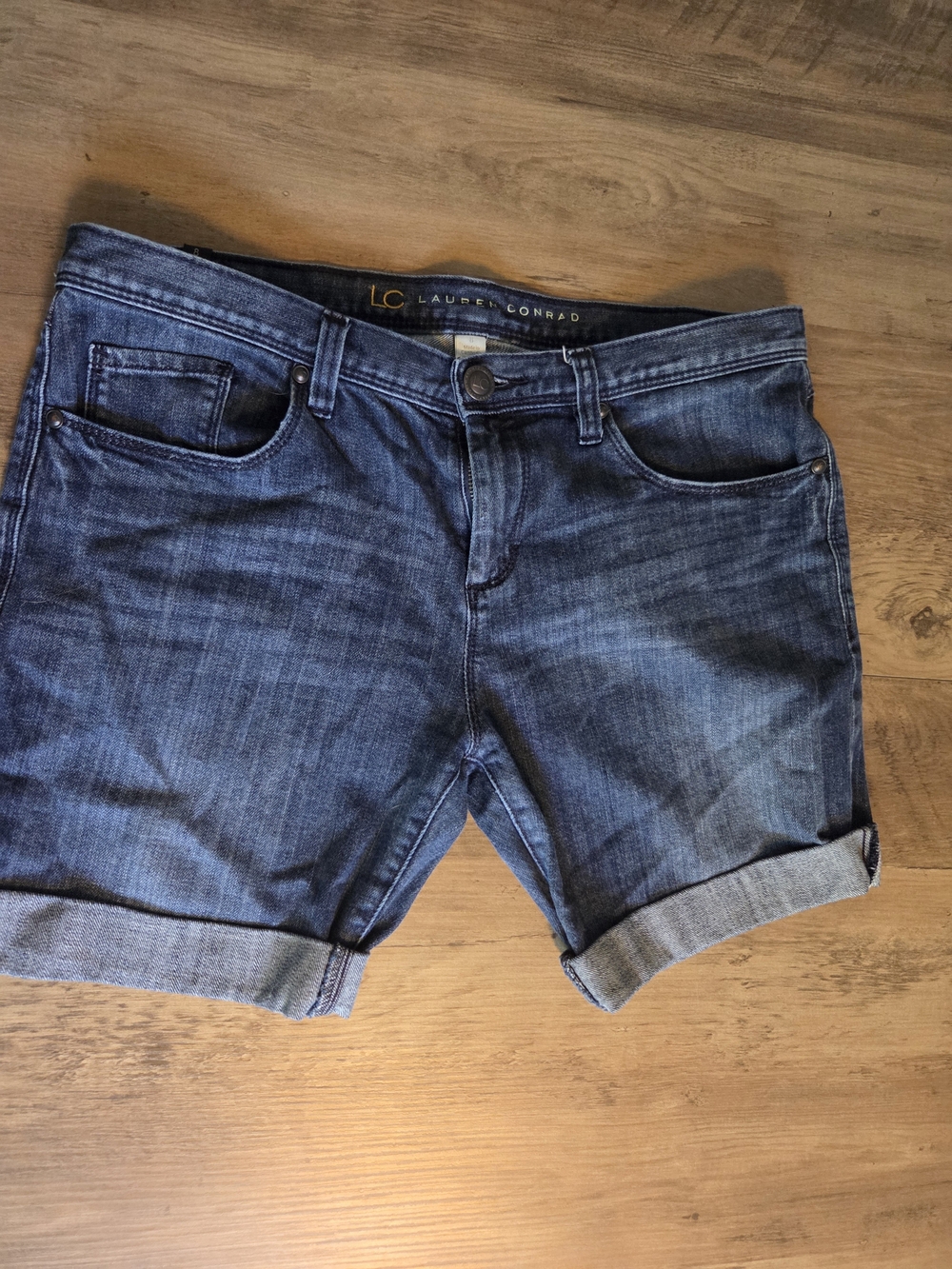 LC Lauren Conrad Blue Rolled Cuff Denim Shorts